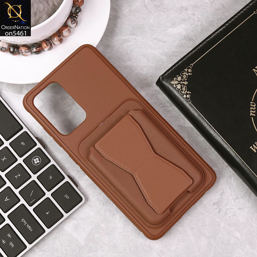 Samsung Galaxy A52s 5G Cover - Brown - New Protective Case with Card Holder And Bracket Stand Holder