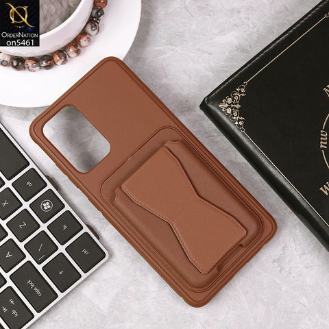 Samsung Galaxy A52 Cover - Brown - New Protective Case with Card Holder And Bracket Stand Holder