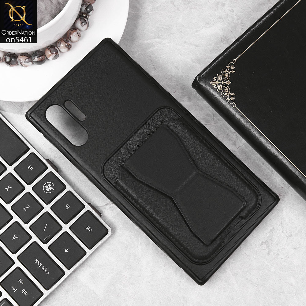 Samsung Galaxy Note 10 Plus Cover - Black - New Protective Case with Card Holder And Bracket Stand Holder