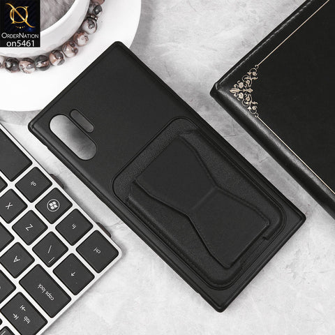Samsung Galaxy Note 10 Plus Cover - Black - New Protective Case with Card Holder And Bracket Stand Holder