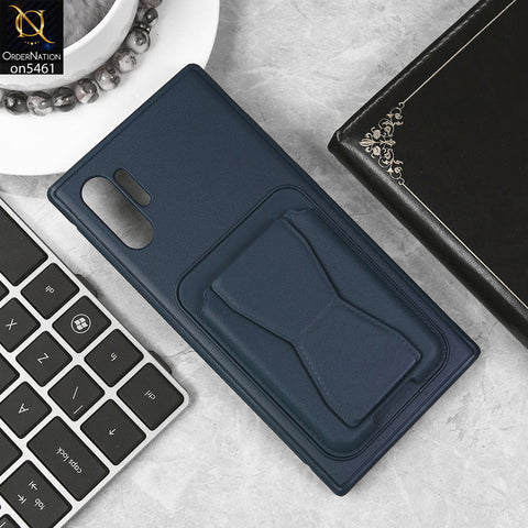 Samsung Galaxy Note 10 Plus Cover - Blue - New Protective Case with Card Holder And Bracket Stand Holder