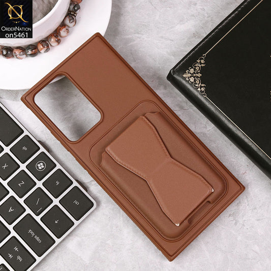 Samsung Galaxy Note 20 Ultra Cover - Brown - New Protective Case with Card Holder And Bracket Stand Holder