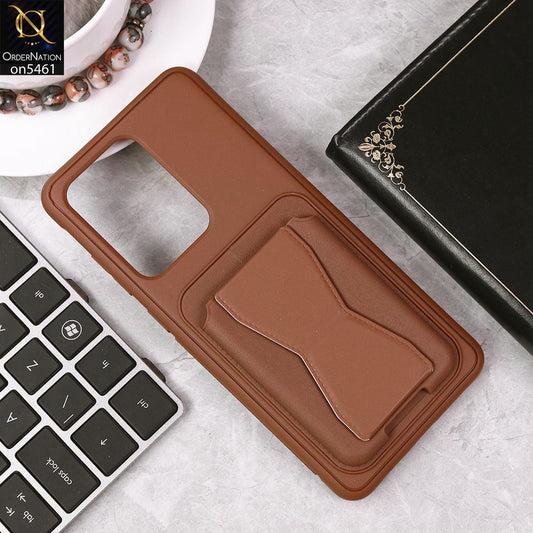 Samsung Galaxy S20 Ultra Cover - Brown - New Protective Case with Card Holder And Bracket Stand Holder