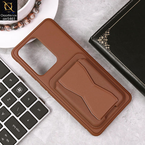 Samsung Galaxy S20 Ultra Cover - Brown - New Protective Case with Card Holder And Bracket Stand Holder