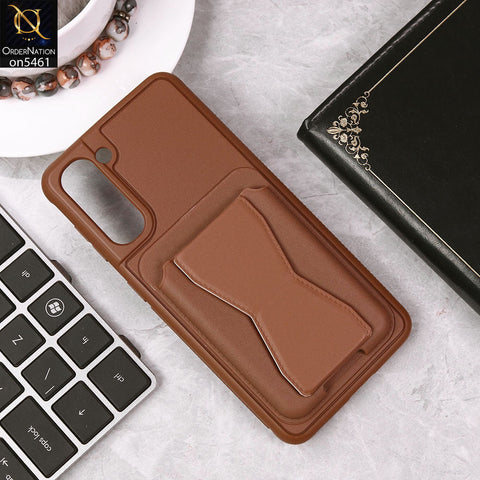 Samsung Galaxy S21 Plus 5G Cover - Brown - New Protective Case with Card Holder And Bracket Stand Holder