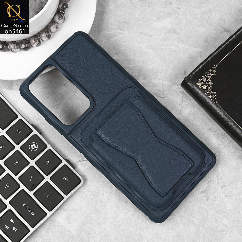 Samsung Galaxy S21 Ultra 5G Cover - Blue - New Protective Case with Card Holder And Bracket Stand Holder