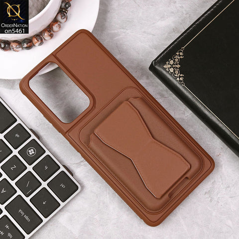 Samsung Galaxy S21 Ultra 5G Cover - Brown - New Protective Case with Card Holder And Bracket Stand Holder