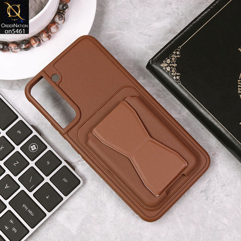Samsung Galaxy S22 5G Cover - Brown - New Protective Case with Card Holder And Bracket Stand Holder