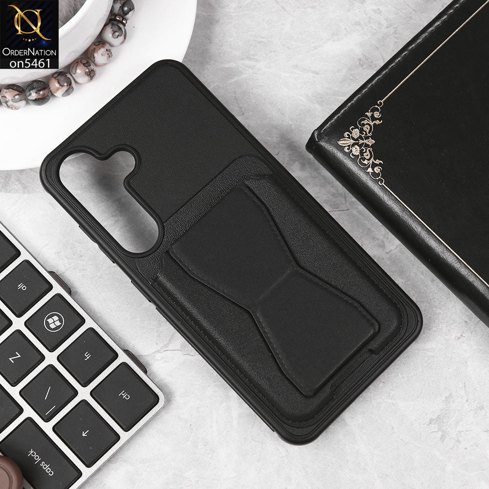 Samsung Galaxy S25 Cover - Black - New Protective Case with Card Holder And Bracket Stand Holder