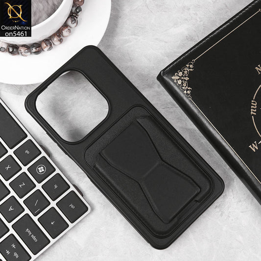 Infinix Smart 8 Cover - Black - New Protective Case with Card Holder And Bracket Stand Holder