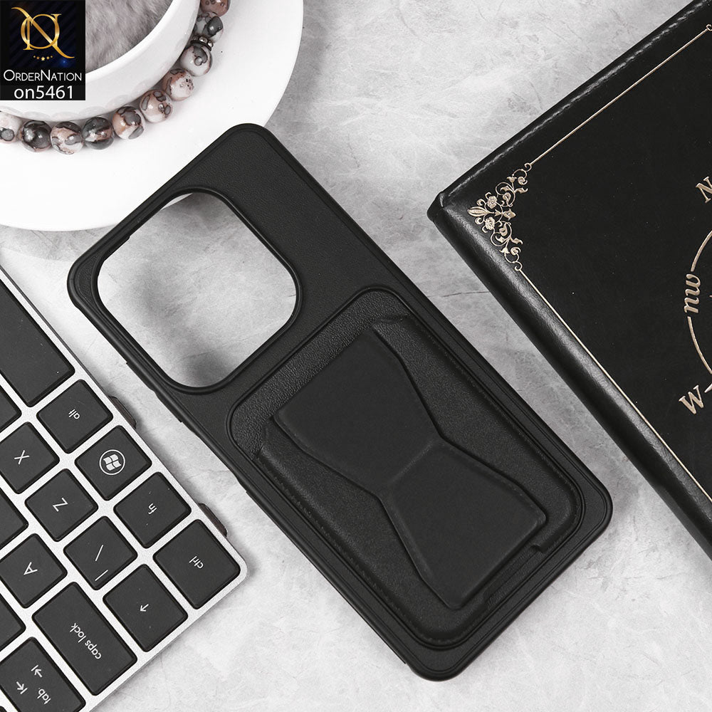 Infinix Smart 8 Pro Cover - Black - New Protective Case with Card Holder And Bracket Stand Holder