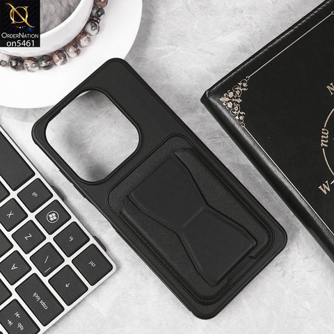 Infinix Smart 8 Pro Cover - Black - New Protective Case with Card Holder And Bracket Stand Holder