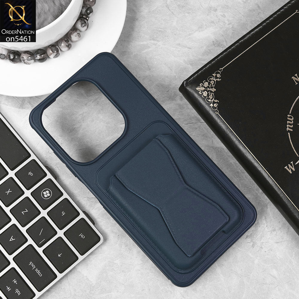 Infinix Smart 8 Plus Cover - Blue - New Protective Case with Card Holder And Bracket Stand Holder