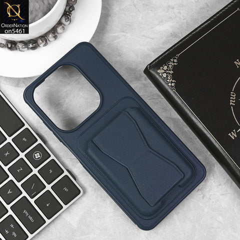 Infinix Smart 8 Plus Cover - Blue - New Protective Case with Card Holder And Bracket Stand Holder