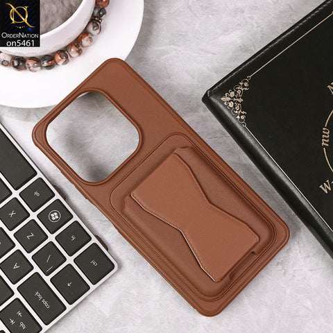 Tecno Spark Go 2024 Cover - Brown - New Protective Case with Card Holder And Bracket Stand Holder