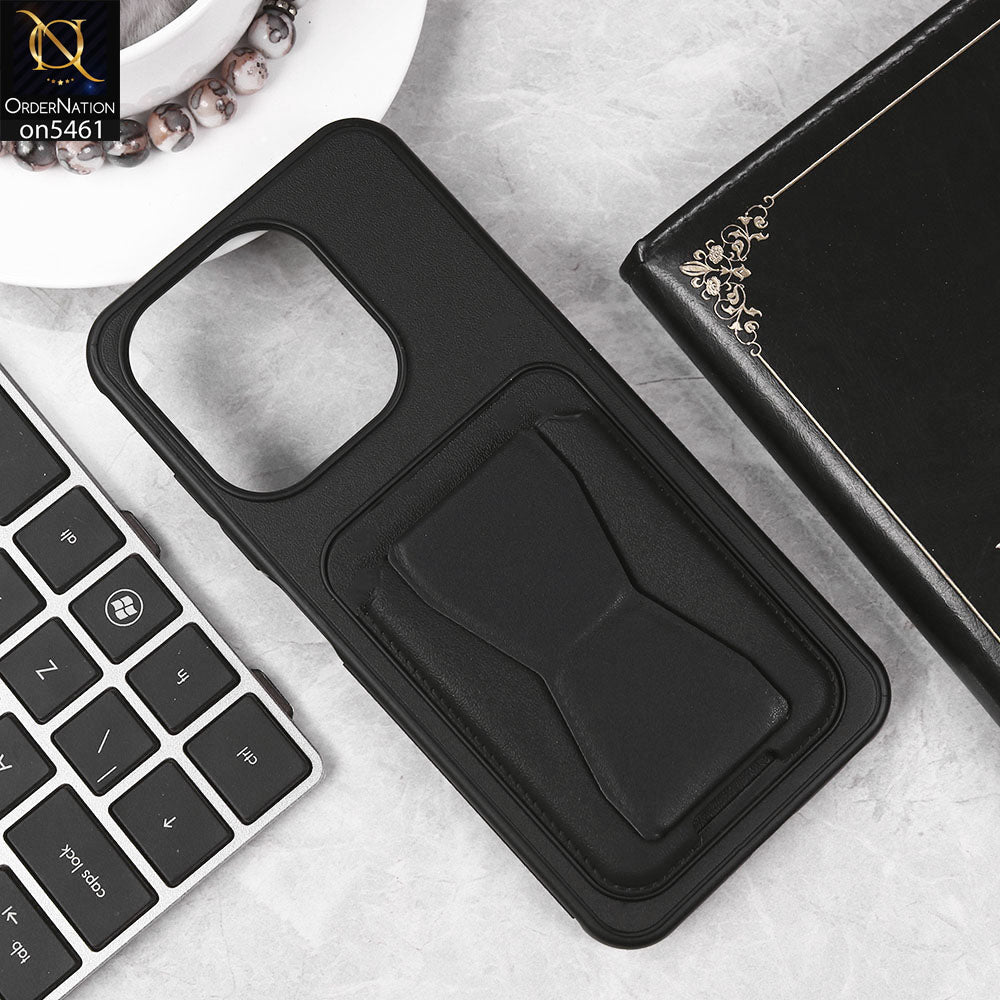 Infinix Smart 9 Cover - Black - New Protective Case with Card Holder And Bracket Stand Holder