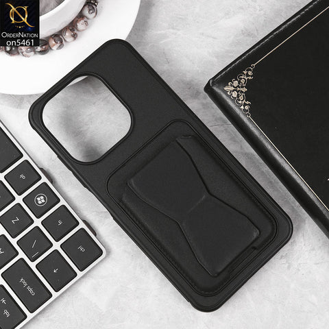 Infinix Smart 9 Cover - Black - New Protective Case with Card Holder And Bracket Stand Holder