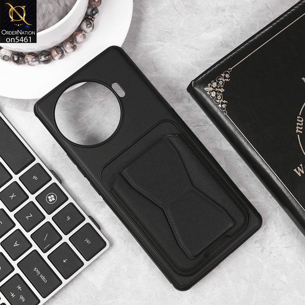 Tecno Spark 20 Pro Plus Cover - Black - New Protective Case with Card Holder And Bracket Stand Holder