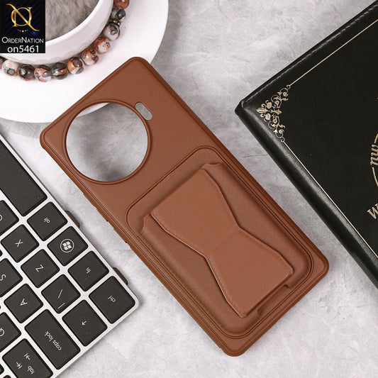 Tecno Spark 20 Pro Plus Cover - Brown - New Protective Case with Card Holder And Bracket Stand Holder