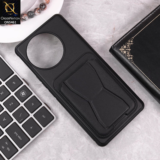 Vivo V30e Cover - Black - New Protective Case with Card Holder And Bracket Stand Holder