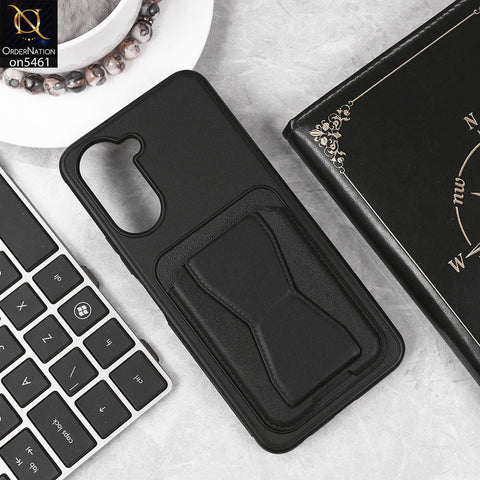 Vivo Y18 Cover - Black - New Protective Case with Card Holder And Bracket Stand Holder