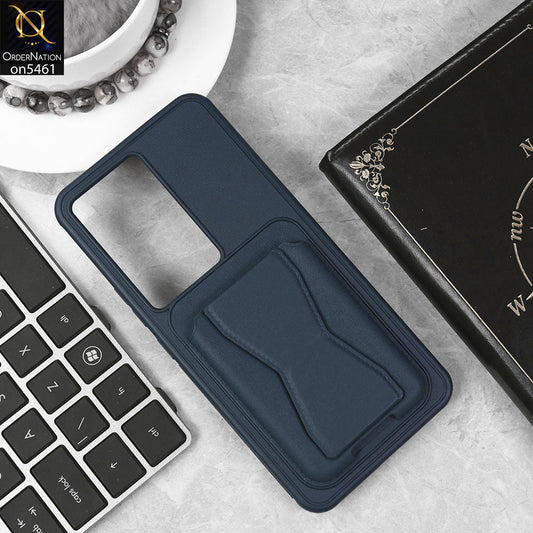 Vivo Y100 4G Cover - Blue - New Protective Case with Card Holder And Bracket Stand Holder