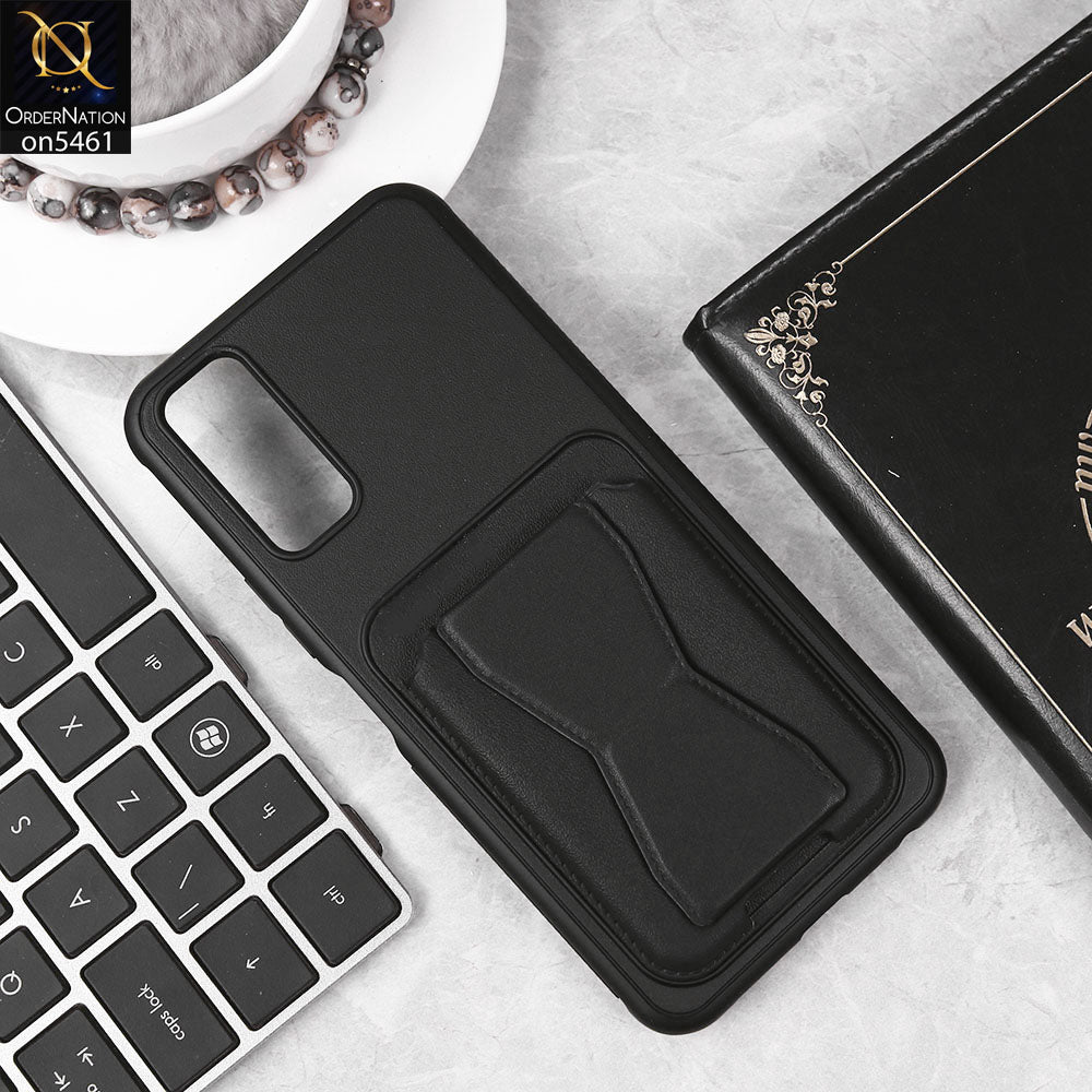 Vivo Y20i Cover - Black - New Protective Case with Card Holder And Bracket Stand Holder