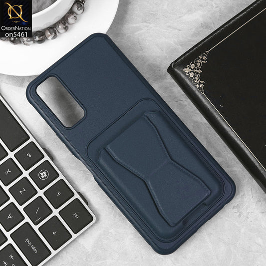 Vivo Y20s Cover - Blue - New Protective Case with Card Holder And Bracket Stand Holder