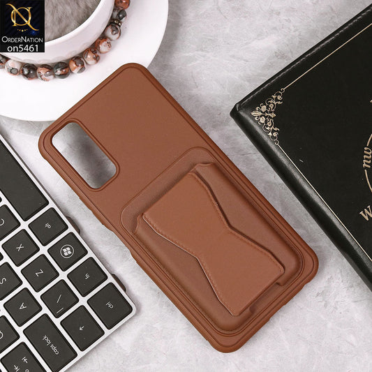Vivo Y20 Cover - Brown - New Protective Case with Card Holder And Bracket Stand Holder