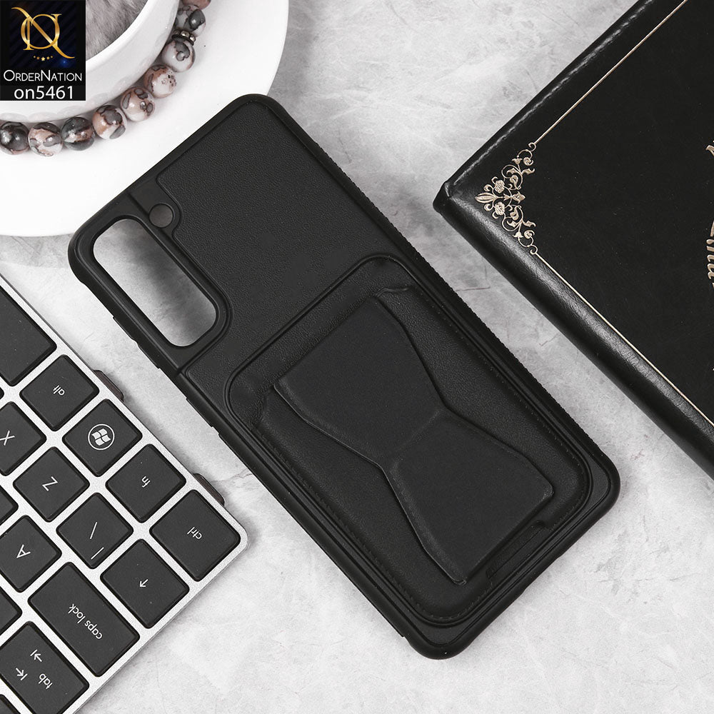 Vivo Y04 Cover - Black - New Protective Case with Card Holder And Bracket Stand Holder
