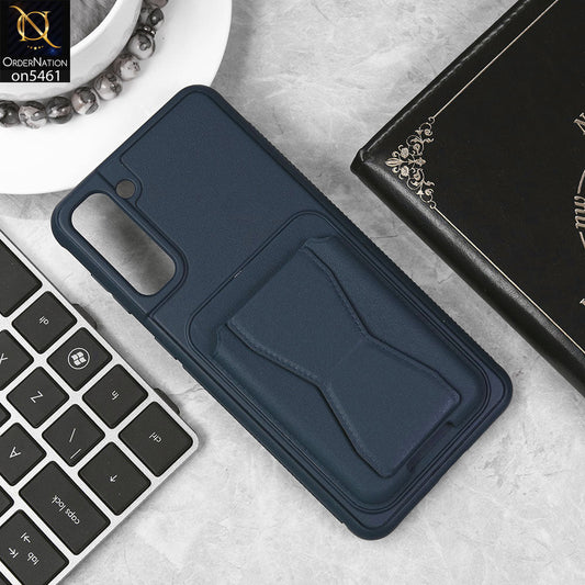 Vivo Y04 Cover - Blue - New Protective Case with Card Holder And Bracket Stand Holder