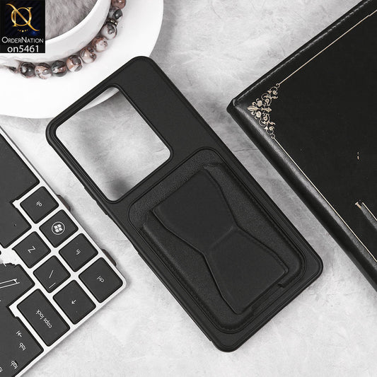 Vivo V40 Lite (IDN) Cover - Black - New Protective Case with Card Holder And Bracket Stand Holder