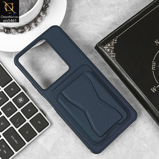Vivo V40 Lite (IDN) Cover - Blue - New Protective Case with Card Holder And Bracket Stand Holder