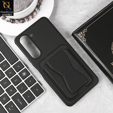 Vivo Y27s Cover - Black - New Protective Case with Card Holder And Bracket Stand Holder