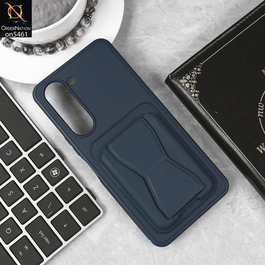 Vivo Y27s Cover - Blue - New Protective Case with Card Holder And Bracket Stand Holder