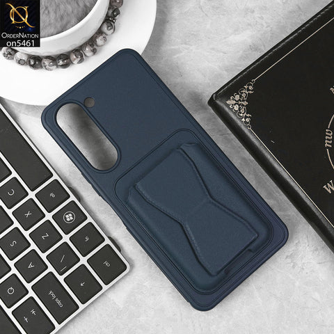 Vivo Y36 5G Cover - Blue - New Protective Case with Card Holder And Bracket Stand Holder