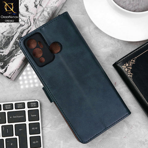 Infinix Hot 12 Play Cover - Blue - Premium Leather Magnetic Flip Book Covers With Card Holding Option