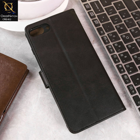 iPhone 8 Plus / 7 Plus Cover - Black -  Premium Leather Magnetic Flip Book Covers With Card Holding Option