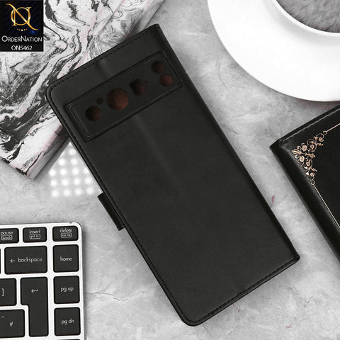 Google Pixel 8 Pro Cover - Black - Premium Leather Magnetic Flip Book Covers With Card Holding Option