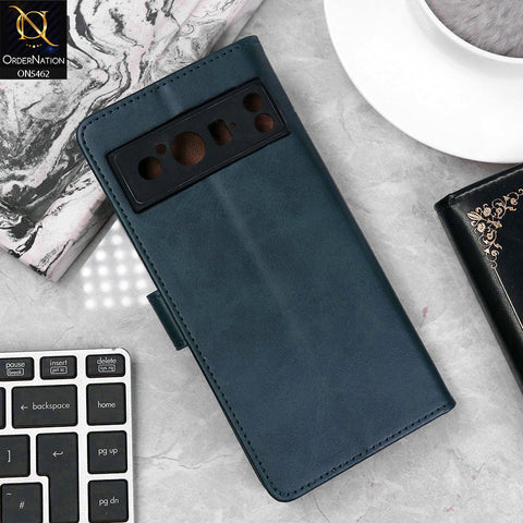 Google Pixel 8 Pro Cover - Blue - Premium Leather Magnetic Flip Book Covers With Card Holding Option