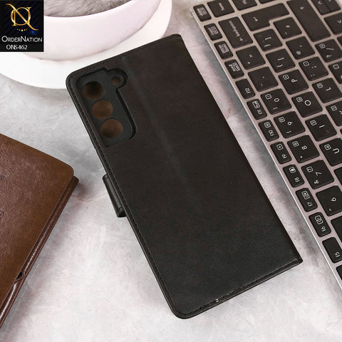 Samsung Galaxy S22 Plus 5G Cover - Black -  Premium Leather Magnetic Flip Book Covers With Card Holding Option