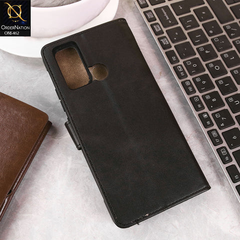Vivo Y50 Cover - Black -  Premium Leather Magnetic Flip Book Covers With Card Holding Option