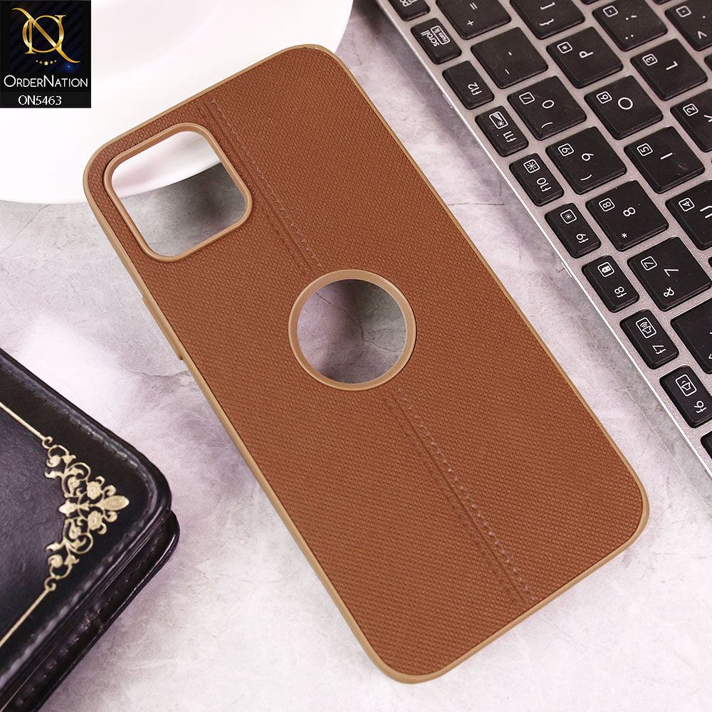 iPhone 12 Pro  Cover - Brown -  Premium Dotted Texture Soft Case