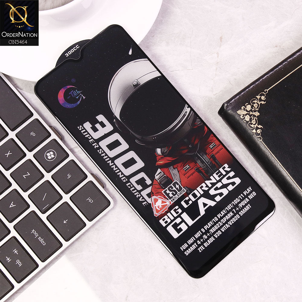 Infinix Hot 11 Play Screen Protector - Black - Premium G-tel 300CC Tempered High Quality Big Corner Screen Protector