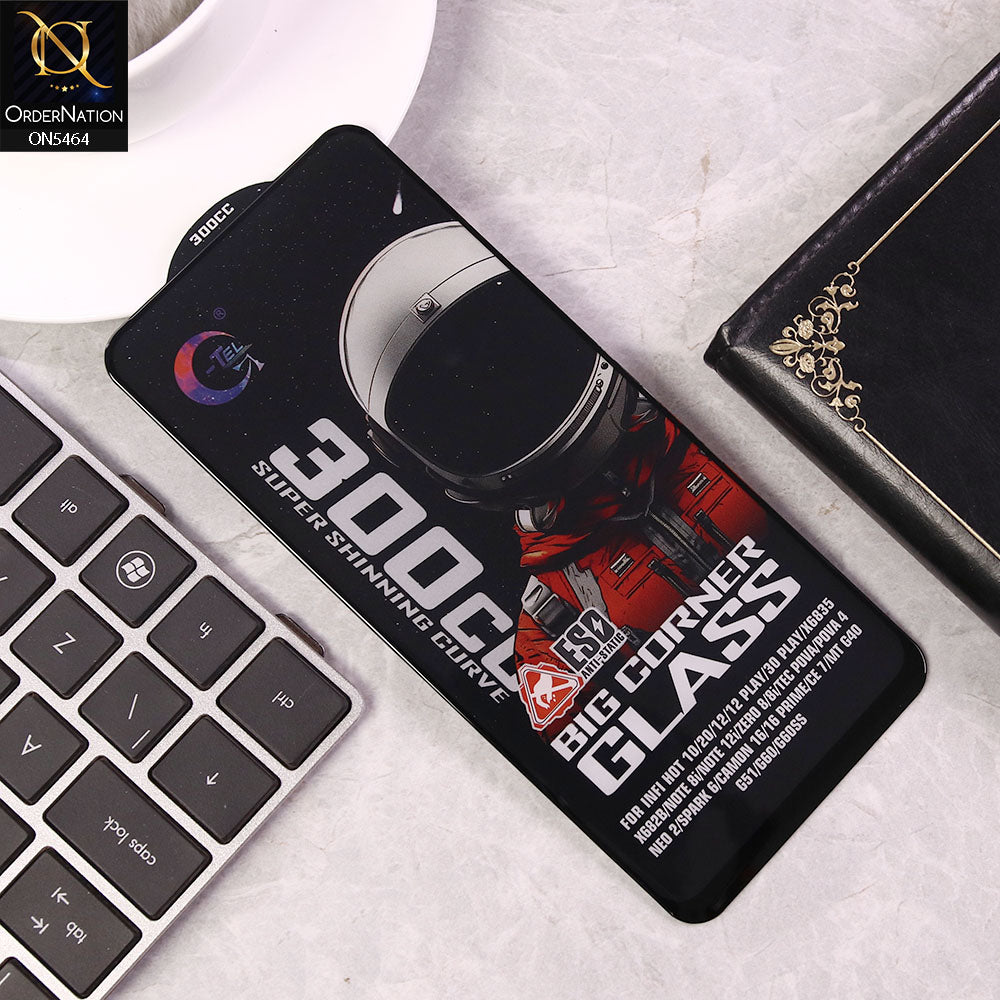 Infinix Hot 30 Play Screen Protector - Black - Premium G-tel 300CC Tempered High Quality Big Corner Screen Protector