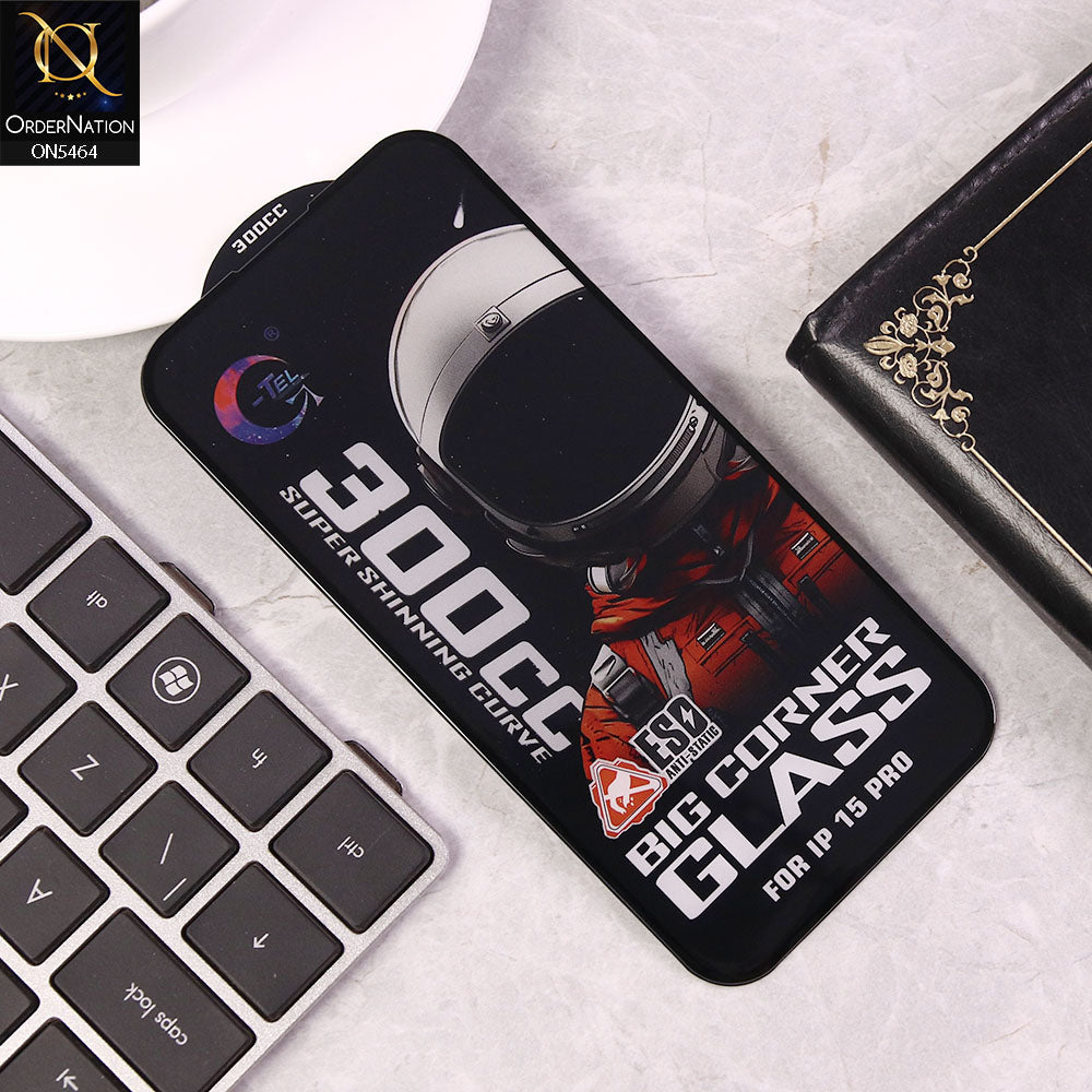 iPhone 15 Pro Screen Protector - Black - Premium G-tel 300CC Tempered High Quality Big Corner Screen Protector