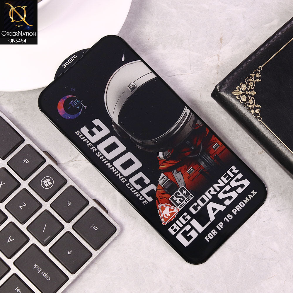 iPhone 15 Pro Max Screen Protector - Black - Premium G-tel 300CC Tempered High Quality Big Corner Screen Protector