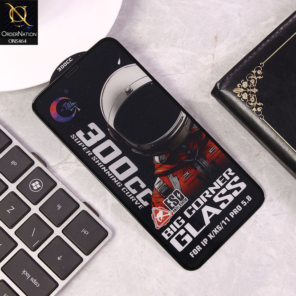 iPhone XS / X Screen Protector - Black - Premium G-tel 300CC Tempered High Quality Big Corner Screen Protector