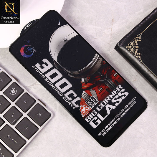 Tecno Spark 30 4G Screen Protector - Black - Premium G-tel 300CC Tempered High Quality Big Corner Screen Protector