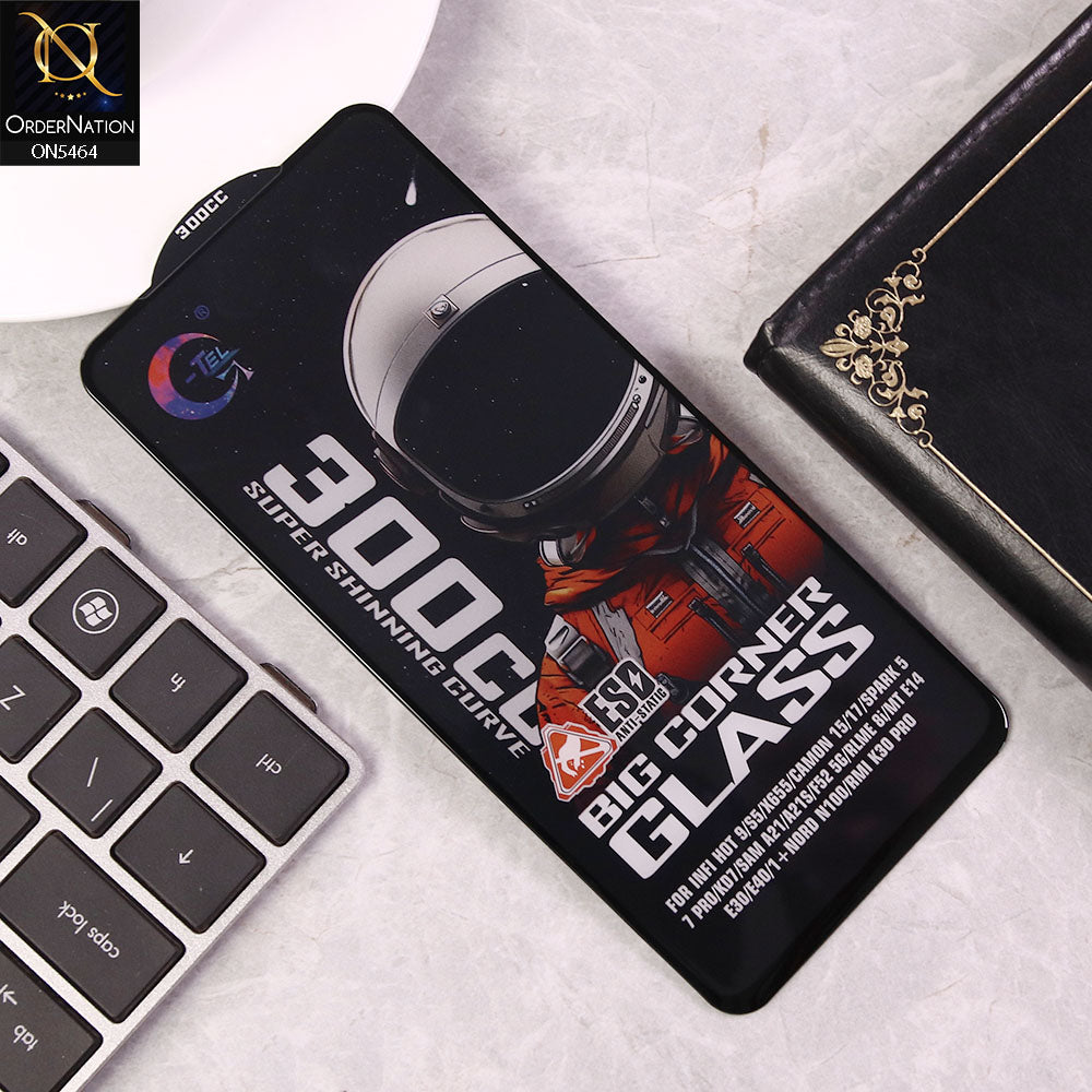 Infinix Hot 9 Screen Protector - Black - Premium G-tel 300CC Tempered High Quality Big Corner Screen Protector